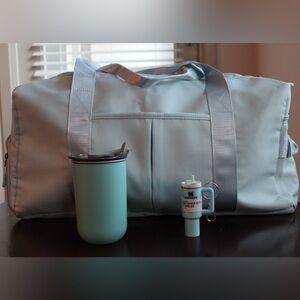 Blue Duffel Bundle Gym Bag Stanley Stash Cup Keychain Tumbler Workout Sports